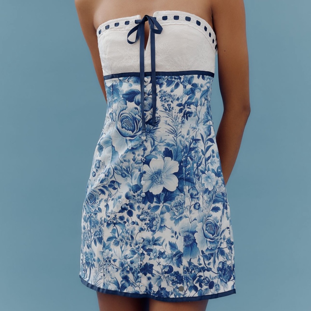 Anthropologie Maeve Tie Front Mini Dress